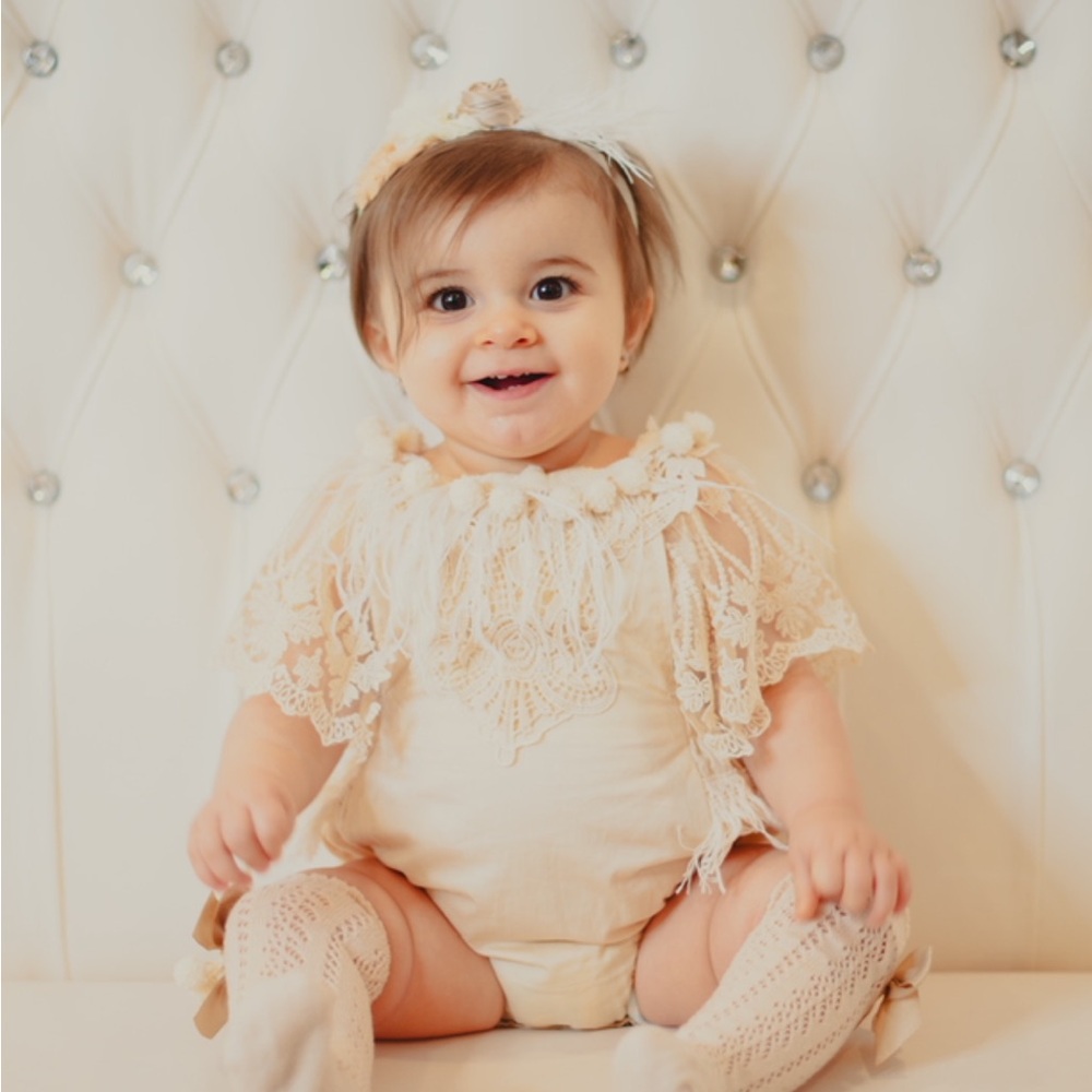 Cream Lace Baby Outfit